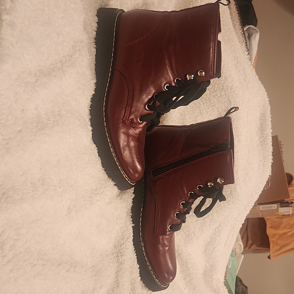 Madden Girl Women's Lace Up Boots - Burgundy